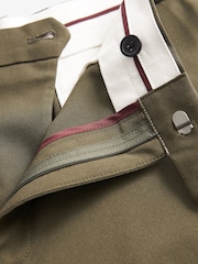 Khaki Green Wide Leg Plain Front Formal Trousers - Image 7 of 9