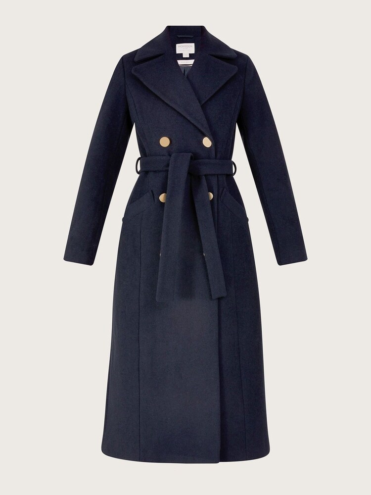 Monsoon Blue Lola Belted Wool Mix Trench Coat - Image 4 of 4 Monsoon Blue Lola Belted Wool Mix Trench Coat - Image 4 of 4