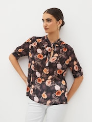 Paige Tangi Floral Silk Black Blouse - Image 3 of 6
