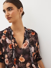 Paige Tangi Floral Silk Black Blouse - Image 5 of 6