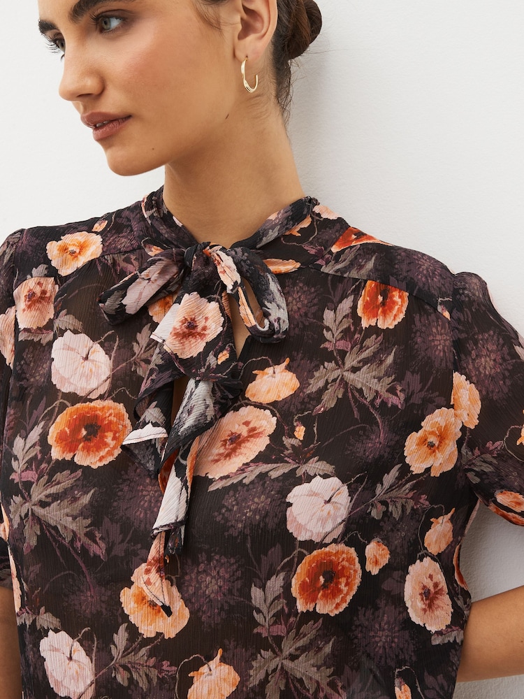 Paige Tangi Floral Silk Black Blouse - Image 6 of 6