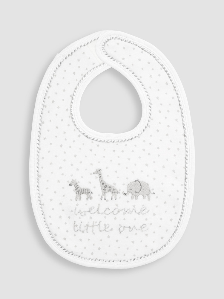 JoJo Maman Bébé White Welcome Little One Embroidered Bib - Image 2 of 4