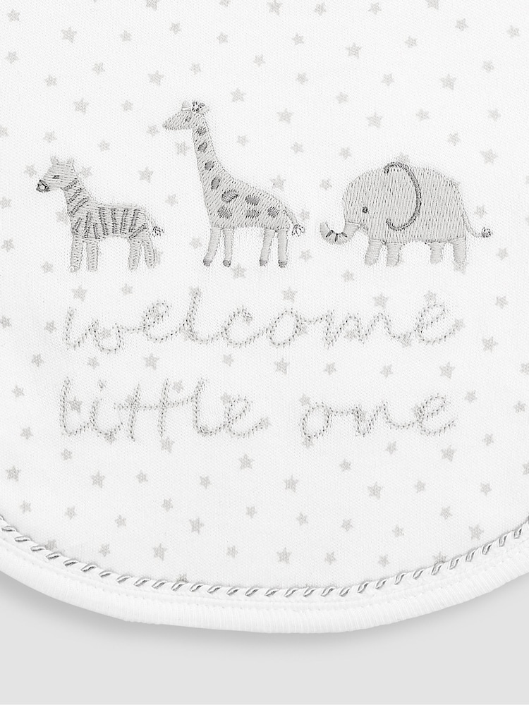 JoJo Maman Bébé White Welcome Little One Embroidered Bib - Image 4 of 4