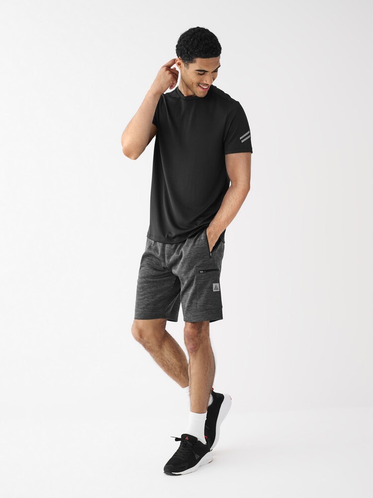 Charcoal Grey Fleece Cargo Shorts - Image 4 of 6