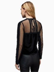 AllSaints Black Mila Velvet Top - Image 2 of 7