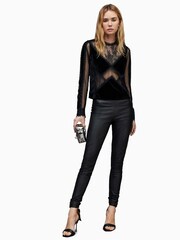AllSaints Black Mila Velvet Top - Image 4 of 7
