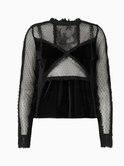 AllSaints Black Mila Velvet Top - Image 7 of 7