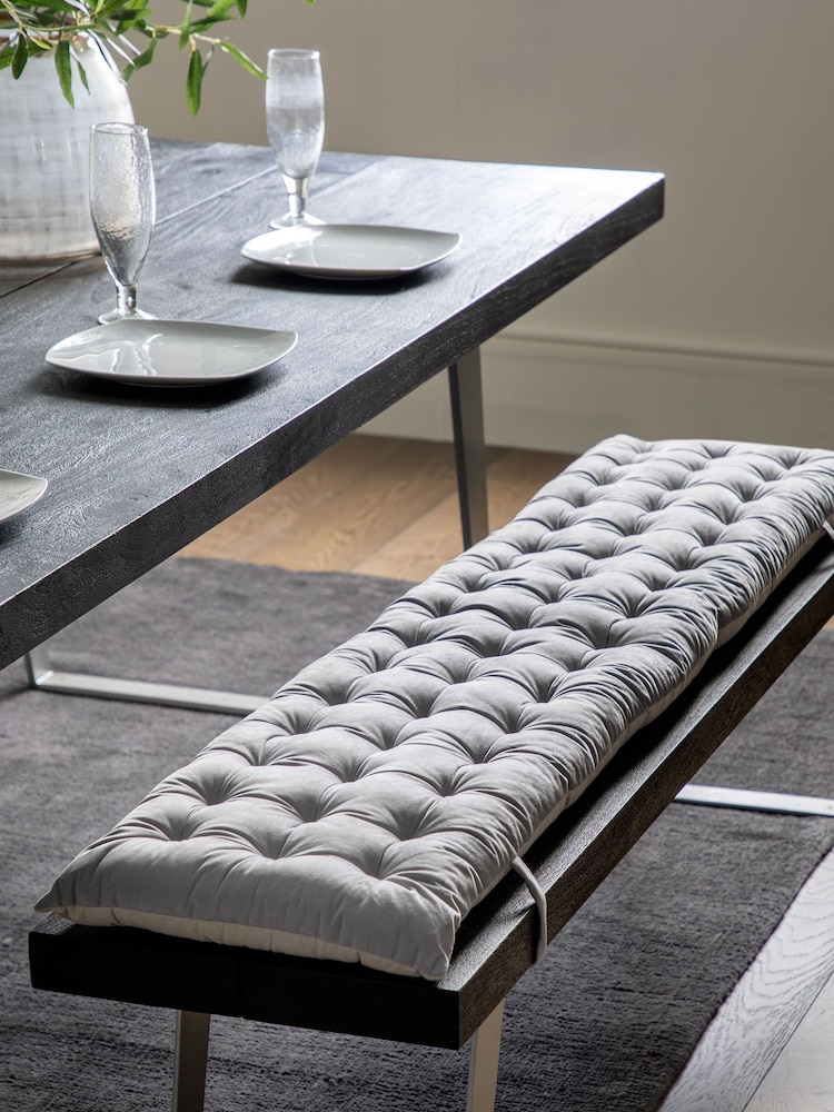 Gallery Home Grey Velvet Bench Pad - Image 1 of 5 Gallery Home Grey Velvet Bench Pad - Image 1 of 5