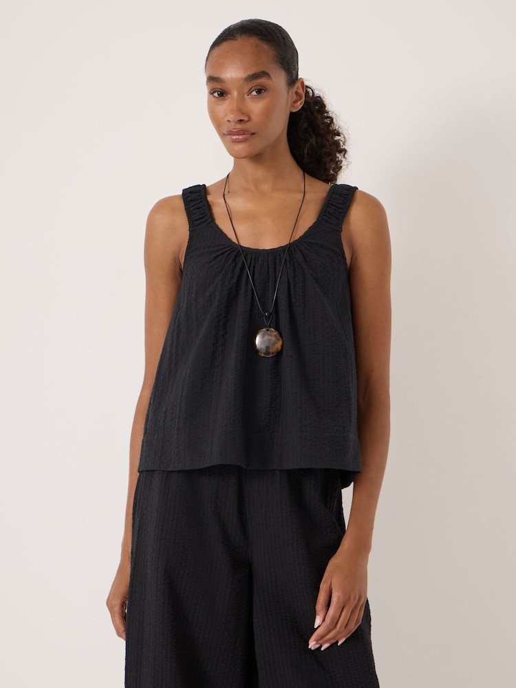 Hush Black Lazra Gathered Strap Flared Cami Top - Image 1 of 5