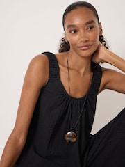 Hush Black Lazra Gathered Strap Flared Cami Top - Image 2 of 5