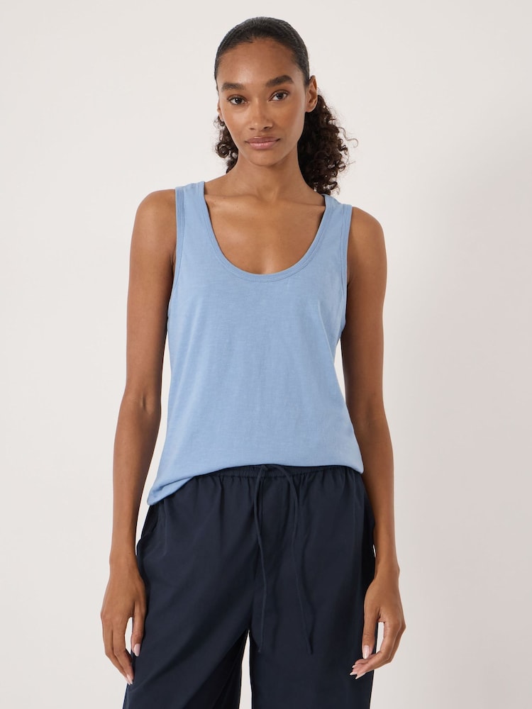 Hush Blue Cotton Slub Tank Top - Image 1 of 5