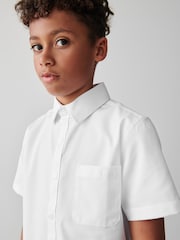 Clarks White Short Sleeve Senior Boys School Shirt with Stretch - Image 2 of 14