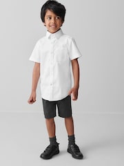 Clarks White Short Sleeve Senior Boys School Shirt with Stretch - Image 5 of 14