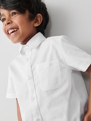 Clarks White Short Sleeve Senior Boys School Shirt with Stretch - Image 8 of 14