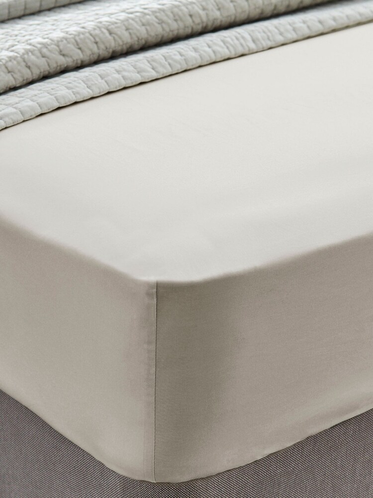 Laura Ashley Natural 200 Thread Count 100% Cotton Fitted Sheet - Image 1 of 1