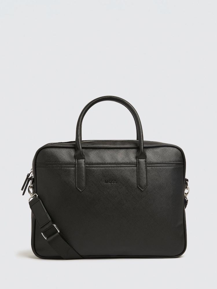 MOSS Black Saffiano Attache Bag - Image 1 of 4 MOSS Black Saffiano Attache Bag - Image 1 of 4