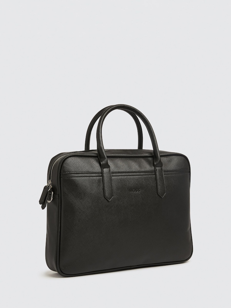 MOSS Black Saffiano Attache Bag - Image 2 of 4 MOSS Black Saffiano Attache Bag - Image 2 of 4