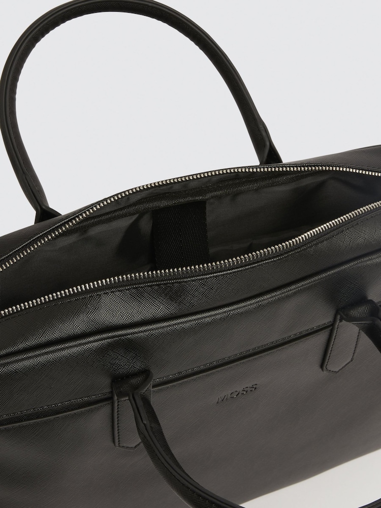 MOSS Black Saffiano Attache Bag - Image 4 of 4 MOSS Black Saffiano Attache Bag - Image 4 of 4