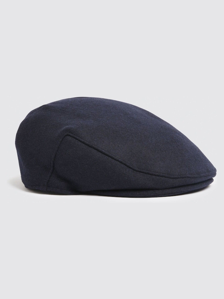 MOSS Navy Blue Melton Flat Cap - Image 1 of 3