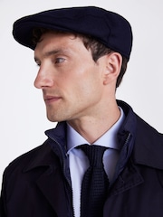 MOSS Navy Blue Melton Flat Cap - Image 2 of 3