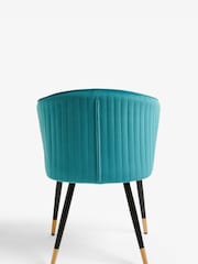 Set of 2 Soft Velvet Teal Blue Piano Arm Dining Chairs - Image 5 of 7
