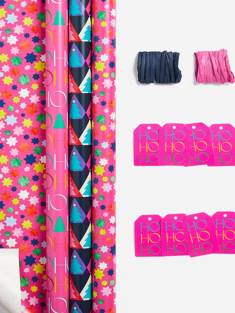 Set of 3 Bright Trees Christmas Wrapping Paper and Accessories - Image 1 of 4