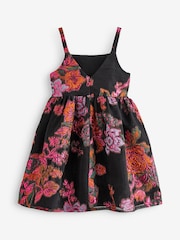 Schwarz/Pink geblümt - Jacquard Partykleid (6-16 Jahre) - Bild 7 von 7