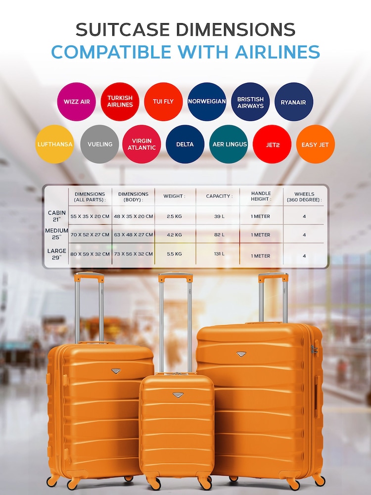 Flight Knight Orange Medium Hardcase Lightweight Check In Suitcase With 4 Wheels - Image 2 of 7