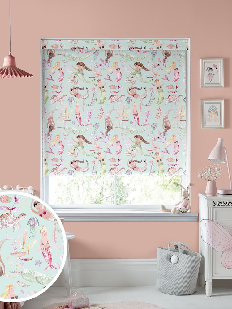 Voyage Dusk Blue Blackout Mermaids Party Made To Measure Roller Blind - Image 1 of 6