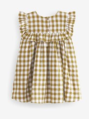 Olive Green Gingham Frill Detail Dress (3mths-8yrs) - Image 6 of 6