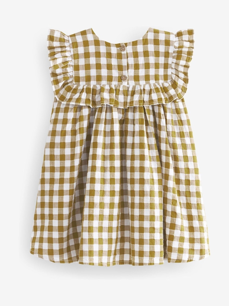 Olive Green Gingham Frill Detail Dress (3mths-8yrs) - Image 6 of 6