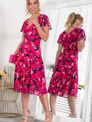 Jolie Moi Pink Grace Mesh Midi Dress - Image 1 of 6