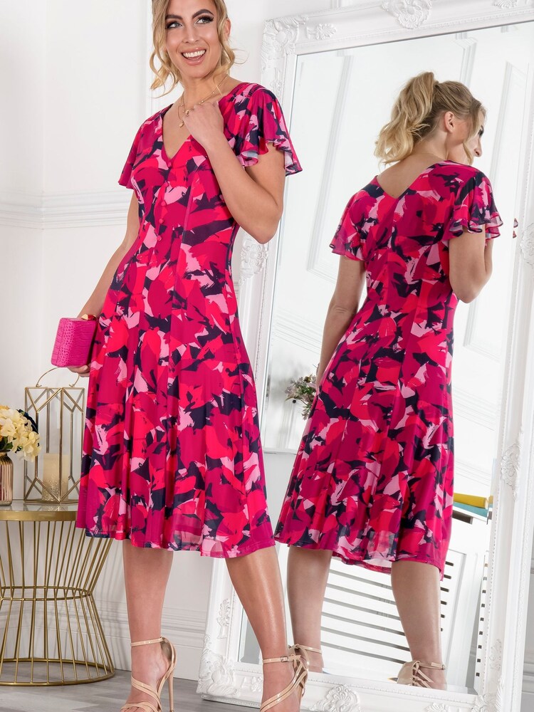 Jolie Moi Pink Grace Mesh Midi Dress - Image 1 of 6 Jolie Moi Pink Grace Mesh Midi Dress - Image 1 of 6