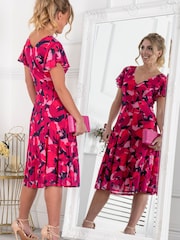 Jolie Moi Pink Grace Mesh Midi Dress - Image 2 of 6