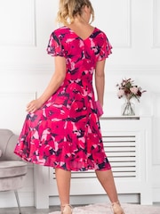 Jolie Moi Pink Grace Mesh Midi Dress - Image 5 of 6