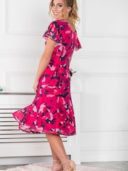 Jolie Moi Pink Grace Mesh Midi Dress - Image 6 of 6