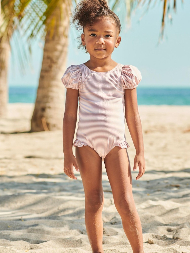 Lilac Purple Puff Sleeve Swimsuit (3mths-7yrs) - Image 2 of 6