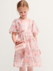 Monsoon Pink Fern Floral Sequin Party Dress - Image 1 of 3