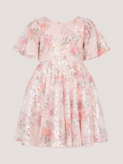 Monsoon Pink Fern Floral Sequin Party Dress - Image 2 of 3