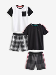 Black/White 2 Pack Check Short Pyjamas (4-16yrs) - Image 1 of 3