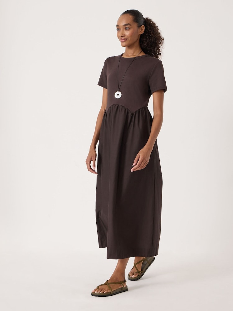 Buy Hush Brown Chocolate Fondant Enid Mix Media Jersey Woven Dress from Next Gibraltar