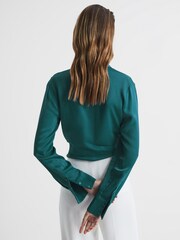 Reiss Teal Gabby Tie-Front Shirt - Image 5 of 7