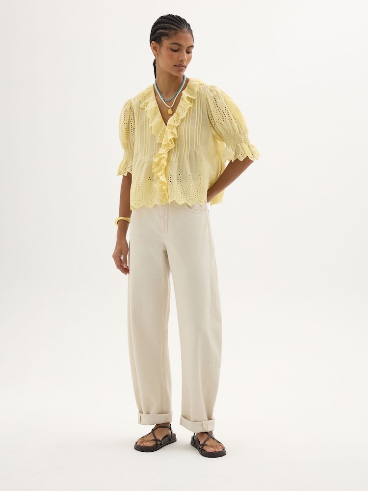 Hush Light Yelllow Koa Cotton Broderie Blouse - Image 2 of 6 Hush Light Yelllow Koa Cotton Broderie Blouse - Image 2 of 6