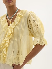 Hush Light Yelllow Koa Cotton Broderie Blouse - Image 4 of 6