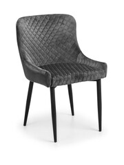 Julian Bowen Set of 2 Grey Lorenzo Quilted Velvet Dining Chairs - Image 2 of 3