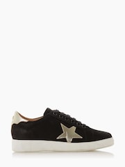 Dune London Black Star Appliqué Edris Lace-Up Trainers - Image 1 of 4