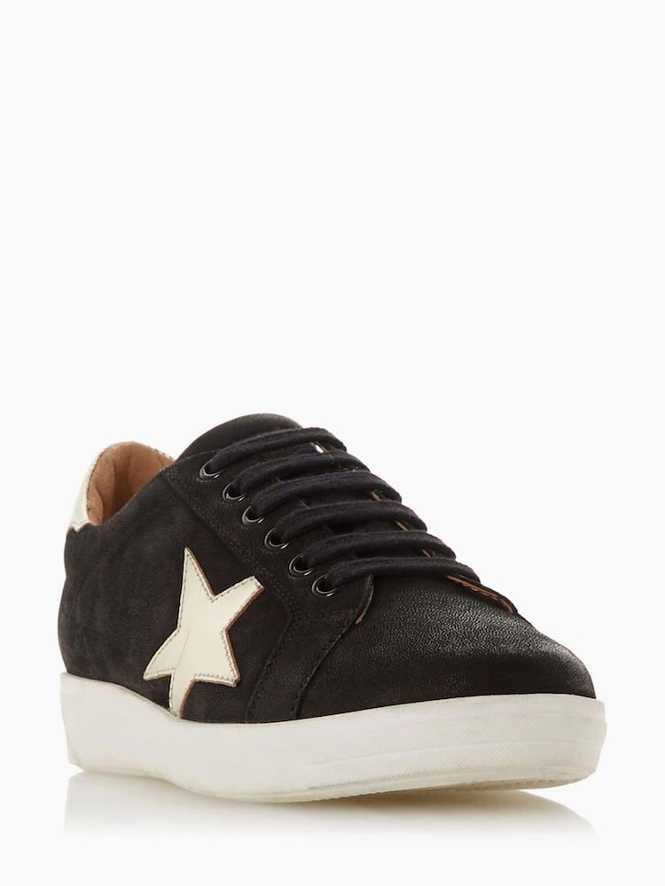 Dune London Black Star Appliqué Edris Lace-Up Trainers - Image 2 of 4