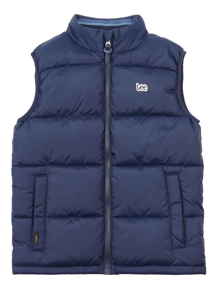 Lee Dark Blue Graphic Logo Puffer Gilet - Image 1 of 3