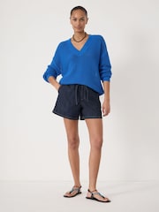 Hush Blue Open Stitch V-Neck Jumper - Image 2 of 5