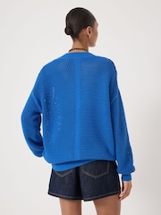 Hush Blue Open Stitch V-Neck Jumper - Image 3 of 5